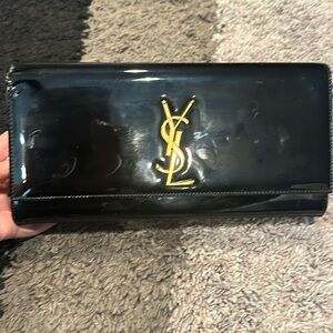 YSL envelope flap black leather